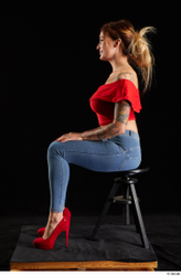 Woman White Slim Female Studio Poses